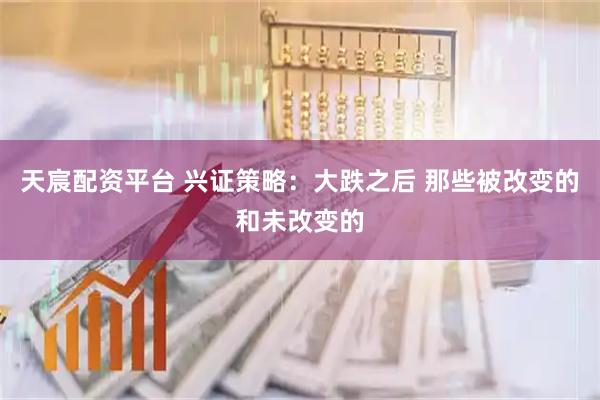 天宸配资平台 兴证策略：大跌之后 那些被改变的和未改变的